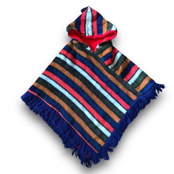 Vintage Unique Chevron Teddy Poncho Faux Fur One Size - Picture 5 of 15